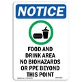 Signmission Safety Sign, OSHA Notice, 18" Height, Rigid Plastic, Food And Drink Area Sign With Symbol, Portrait OS-NS-P-1218-V-12815